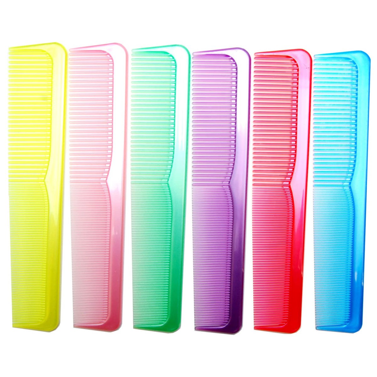 LUXXII 9 Inch Colorful Sturdy Essentials Coarse/Fine Dressing Comb - 6 Pack (C) - görsel 1