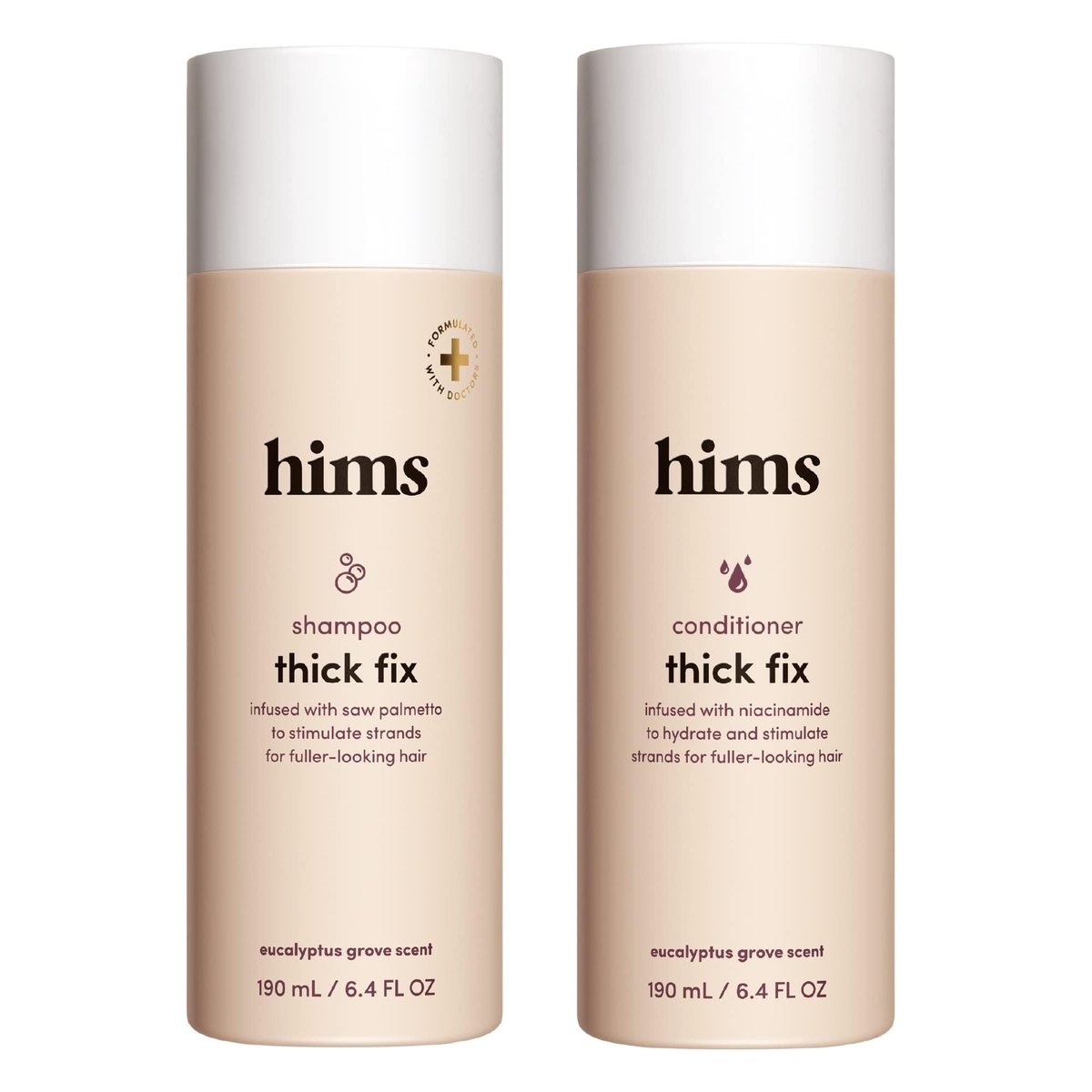 Hims Thick Fix Shampoo & Conditioner Set for Men - Saw Palmetto, Biotin & Caffeine for Thicker-Looking Hair - Sulfate-Free & Vegan - Eucalyptus Scent, 6.4 fl oz (Pack of 2) Avelisse