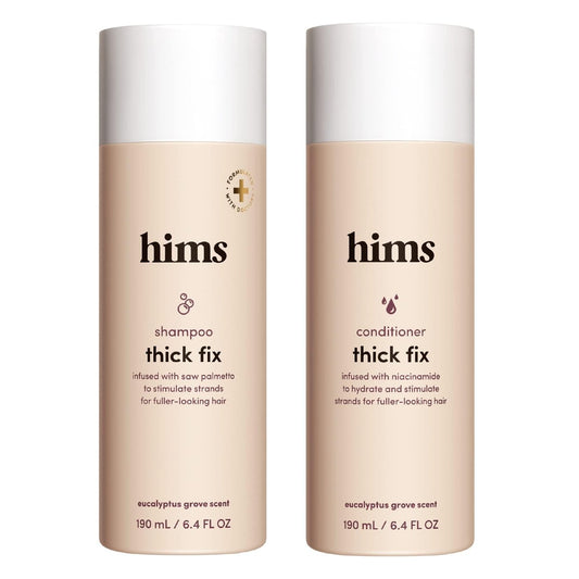 Hims Thick Fix Shampoo & Conditioner Set for Men - Saw Palmetto, Biotin & Caffeine for Thicker-Looking Hair - Sulfate-Free & Vegan - Eucalyptus Scent, 6.4 fl oz (Pack of 2) Avelisse
