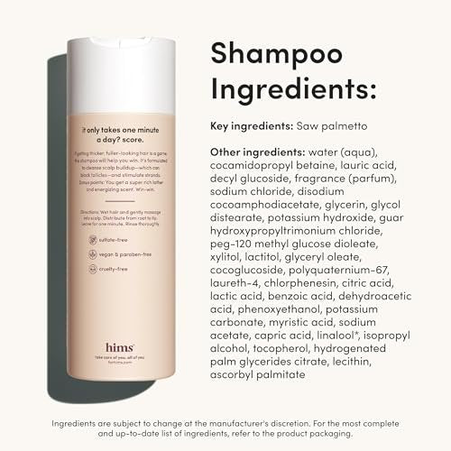 Hims Thick Fix Shampoo & Conditioner Set for Men - Saw Palmetto, Biotin & Caffeine for Thicker-Looking Hair - Sulfate-Free & Vegan - Eucalyptus Scent, 6.4 fl oz (Pack of 2) Avelisse