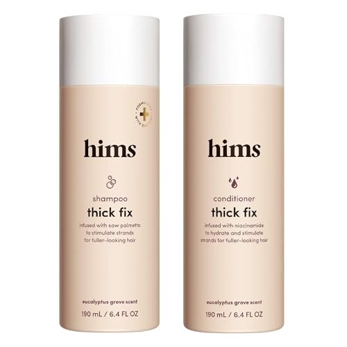 Hims Thick Fix Shampoo & Conditioner Set for Men - Saw Palmetto, Biotin & Caffeine for Thicker-Looking Hair - Sulfate-Free & Vegan - Eucalyptus Scent, 6.4 fl oz (Pack of 2) Avelisse