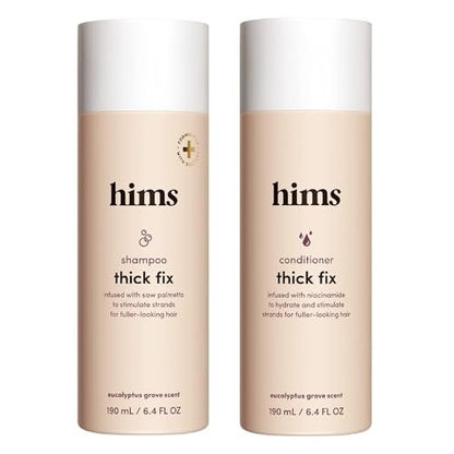 Hims Thick Fix Shampoo & Conditioner Set for Men - Saw Palmetto, Biotin & Caffeine for Thicker-Looking Hair - Sulfate-Free & Vegan - Eucalyptus Scent, 6.4 fl oz (Pack of 2) Avelisse