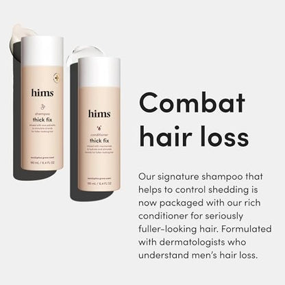 Hims Thick Fix Shampoo & Conditioner Set for Men - Saw Palmetto, Biotin & Caffeine for Thicker-Looking Hair - Sulfate-Free & Vegan - Eucalyptus Scent, 6.4 fl oz (Pack of 2) Avelisse