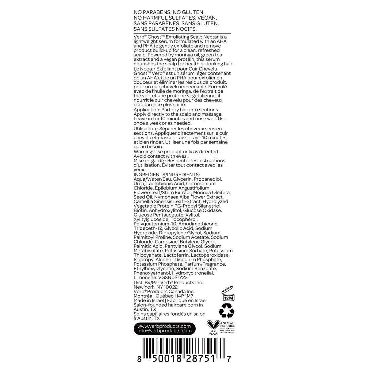VERB Ghost Exfoliating Scalp Nectar - Lightweight Serum for Product Buildup Removal - Vegan & Sulfate-Free, 2 fl oz Avelisse