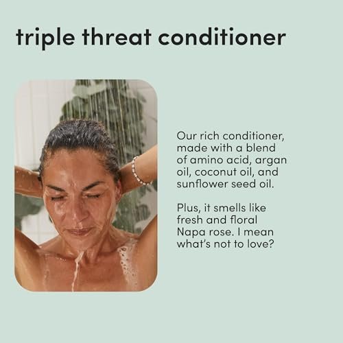 Hers Triple Threat Shampoo & Conditioner Set - Biotin, Saw Palmetto, & Pumpkin Seed Oil for Thickening & Hydration - Color-Safe, Paraben-Free, Vegan - Napa Rose Scent - 6.4 Fl Oz Each Avelisse