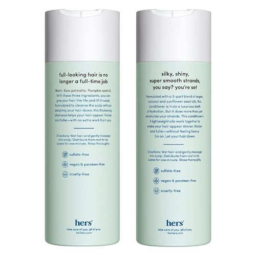 Hers Triple Threat Shampoo & Conditioner Set - Biotin, Saw Palmetto, & Pumpkin Seed Oil for Thickening & Hydration - Color-Safe, Paraben-Free, Vegan - Napa Rose Scent - 6.4 Fl Oz Each Avelisse