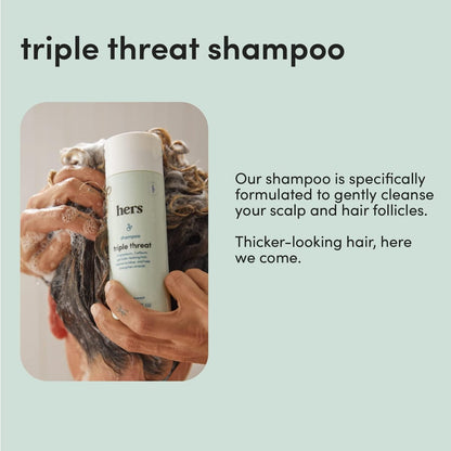 Hers Triple Threat Shampoo & Conditioner Set - Biotin, Saw Palmetto, & Pumpkin Seed Oil for Thickening & Hydration - Color-Safe, Paraben-Free, Vegan - Napa Rose Scent - 6.4 Fl Oz Each Avelisse