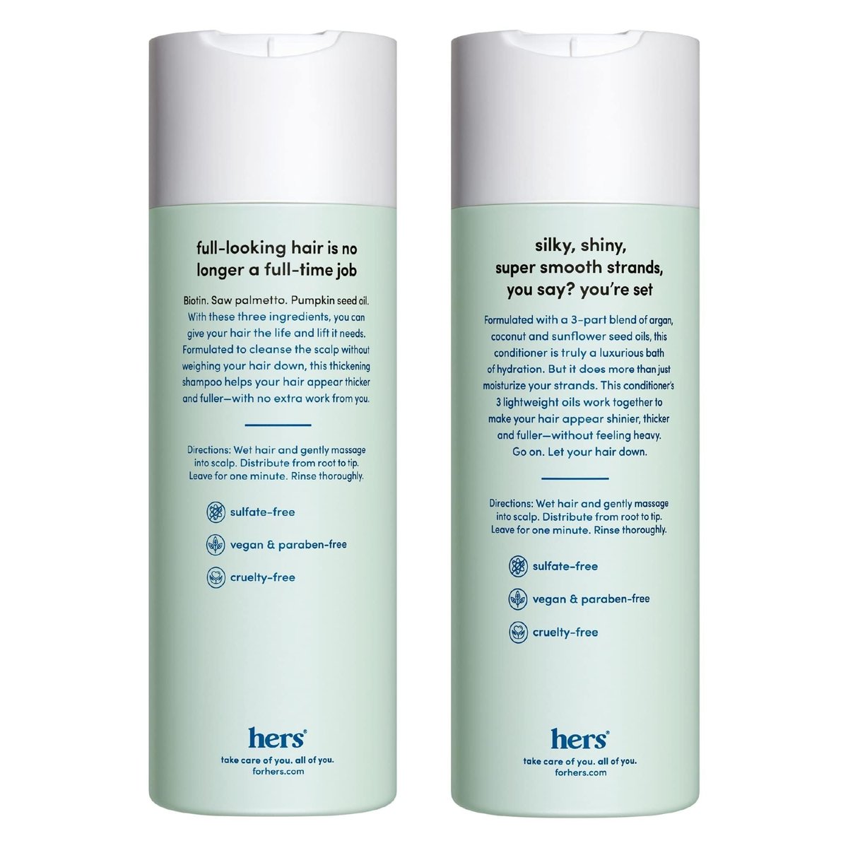 Hers Triple Threat Shampoo & Conditioner Set - Biotin, Saw Palmetto, & Pumpkin Seed Oil for Thickening & Hydration - Color-Safe, Paraben-Free, Vegan - Napa Rose Scent - 6.4 Fl Oz Each Avelisse