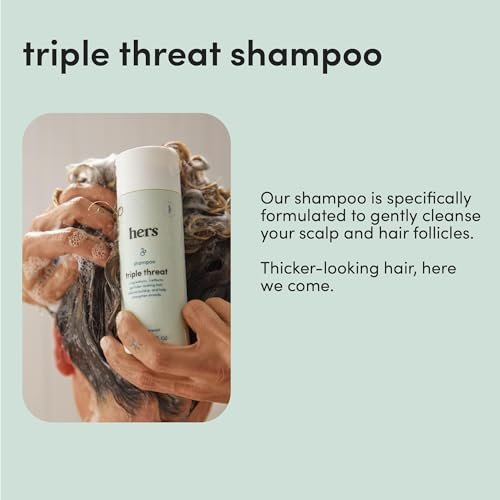 Hers Triple Threat Shampoo & Conditioner Set - Biotin, Saw Palmetto, & Pumpkin Seed Oil for Thickening & Hydration - Color-Safe, Paraben-Free, Vegan - Napa Rose Scent - 6.4 Fl Oz Each Avelisse
