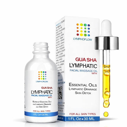 Bruizex Lymphatic Drainage Oil for Face & Neck Massage - Coconut & Jojoba Oil with Vitamins E & C, Hyaluronic Acid & Retinol, 1 Fl Oz