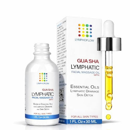 Bruizex Lymphatic Drainage Oil for Face & Neck Massage - Coconut & Jojoba Oil with Vitamins E & C, Hyaluronic Acid & Retinol, 1 Fl Oz