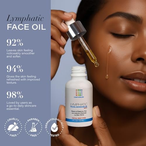 Bruizex Lymphatic Drainage Oil for Face & Neck Massage - Coconut & Jojoba Oil with Vitamins E & C, Hyaluronic Acid & Retinol, 1 Fl Oz - görsel 6