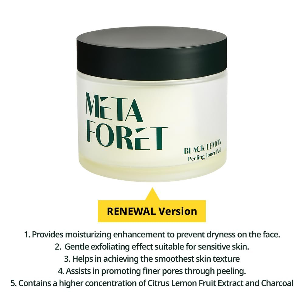 METAFORET Black Lemon Peeling Toner Pad - 60 Facial Exfoliating Pads for Gentle Dead Skin Cell Removal & Moisture Boost - görsel 13