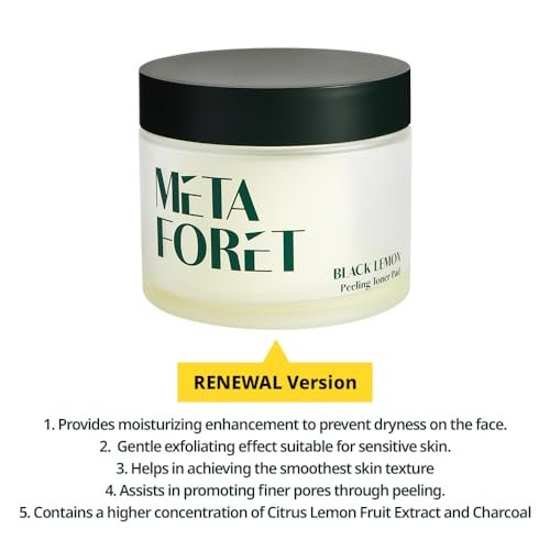 METAFORET Black Lemon Peeling Toner Pad - 60 Facial Exfoliating Pads for Gentle Dead Skin Cell Removal & Moisture Boost - görsel 14