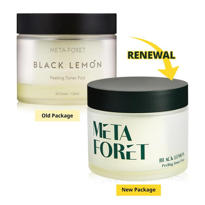 METAFORET Black Lemon Peeling Toner Pad - 60 Facial Exfoliating Pads for Gentle Dead Skin Cell Removal & Moisture Boost