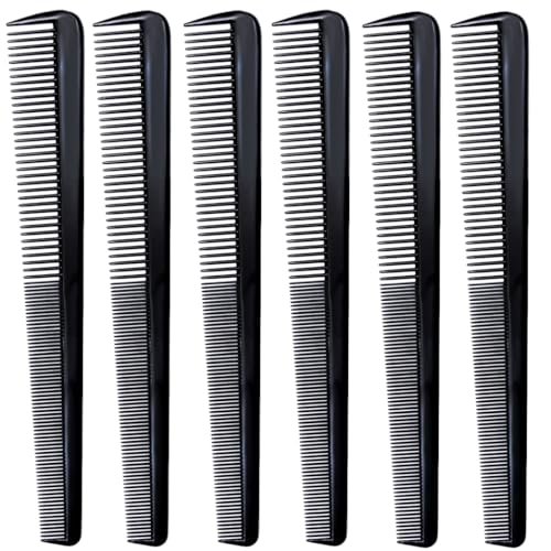 LUXXII 7.5" Barber Hair Comb - 6 Pack, Black, Plastic Beard & Mustache Pocket Combs for Men - görsel 2