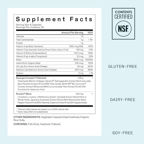 Nutrafol Women's Hair Growth Supplement & Collagen Peptides Powder – Thicker, Stronger Hair – Dermatologist Recommended – 1 Month Supply Avelisse