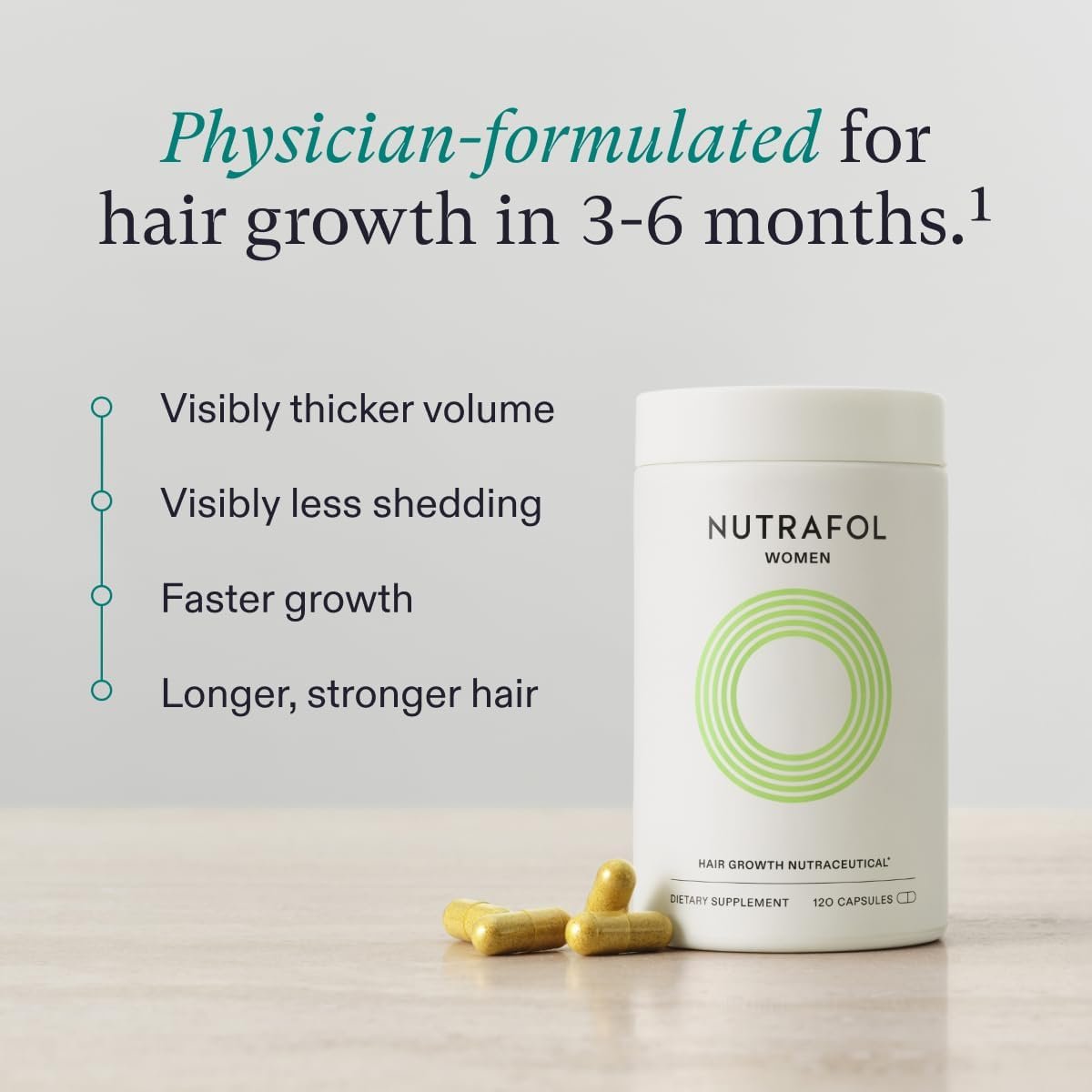 Nutrafol Women's Hair Growth Supplement & Collagen Peptides Powder – Thicker, Stronger Hair – Dermatologist Recommended – 1 Month Supply Avelisse