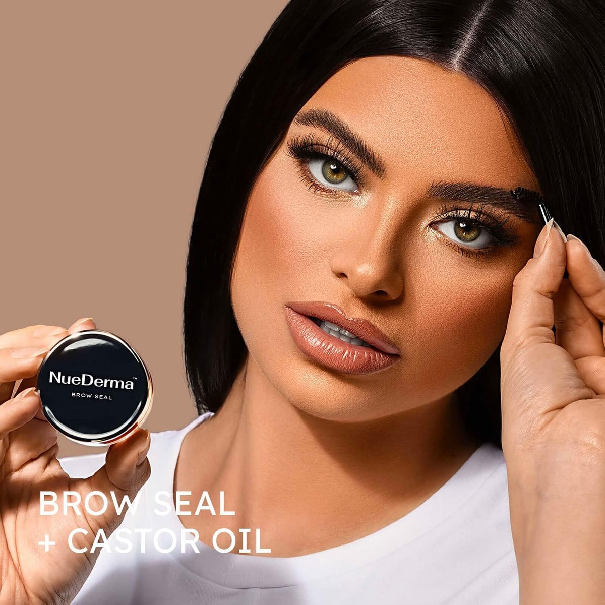 NueDerma Brow Seal with Castor Oil - Clear Eyebrow Gel, Waterproof Eyebrow Makeup, Styling Wax for Feathered & Fluffy Brows, 1 OZ - görsel 3