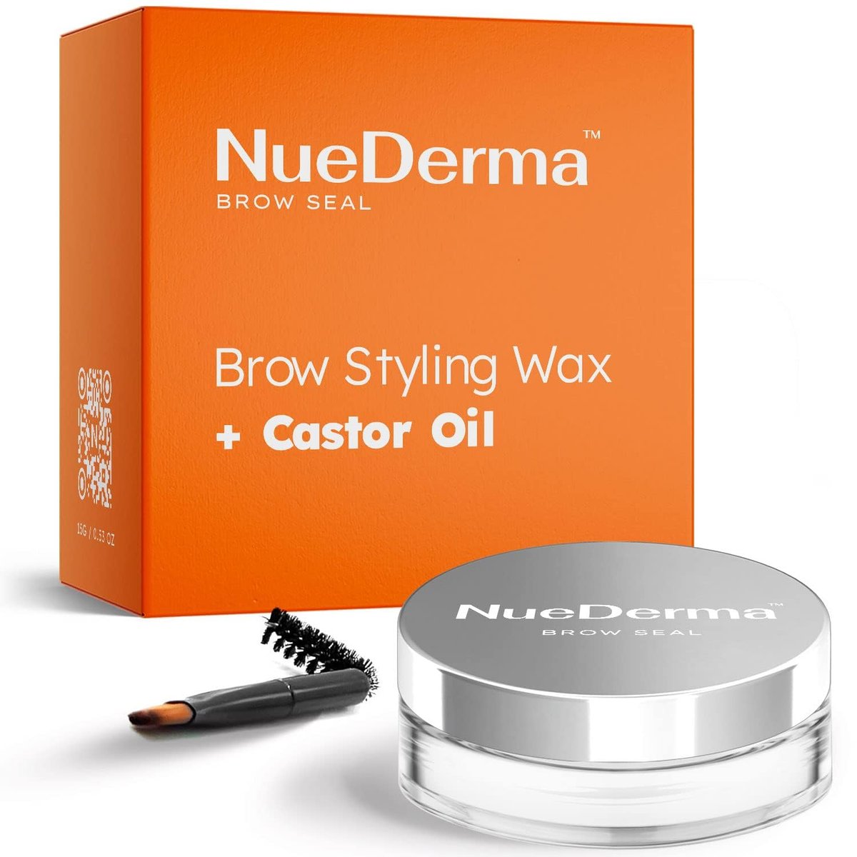 NueDerma Brow Seal with Castor Oil - Clear Eyebrow Gel, Waterproof Eyebrow Makeup, Styling Wax for Feathered & Fluffy Brows, 1 OZ - görsel 1