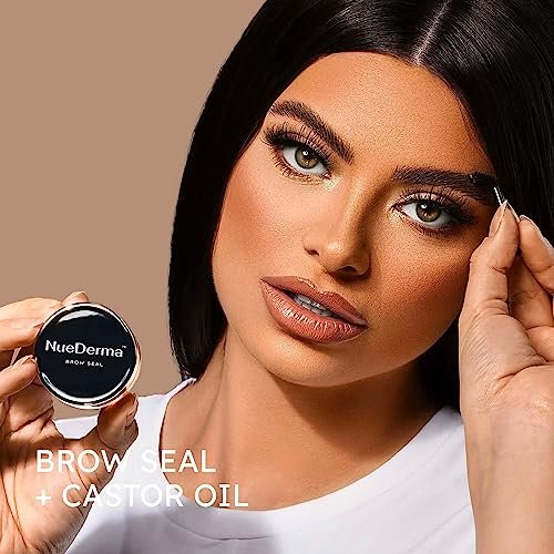 NueDerma Brow Seal with Castor Oil - Clear Eyebrow Gel, Waterproof Eyebrow Makeup, Styling Wax for Feathered & Fluffy Brows, 1 OZ - görsel 4