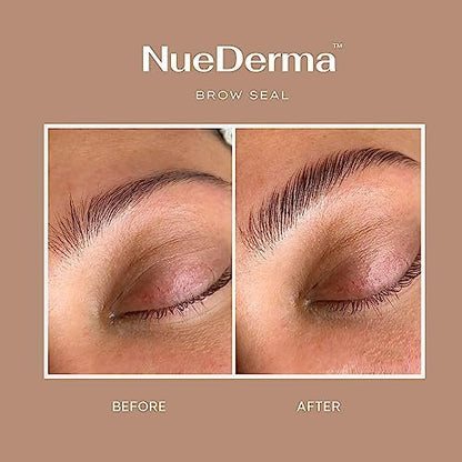 NueDerma Brow Seal with Castor Oil - Clear Eyebrow Gel, Waterproof Eyebrow Makeup, Styling Wax for Feathered & Fluffy Brows, 1 OZ