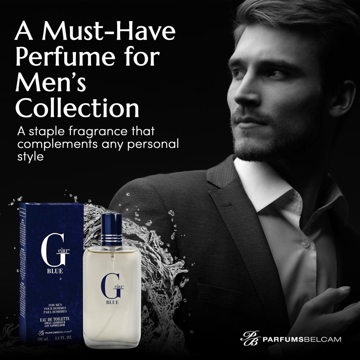 PB ParfumsBelcam G Eau Blue Eau de Toilette Spray – Men’s Cologne, Long-Lasting Summer Fragrance 3.4 Fl Oz - görsel 9