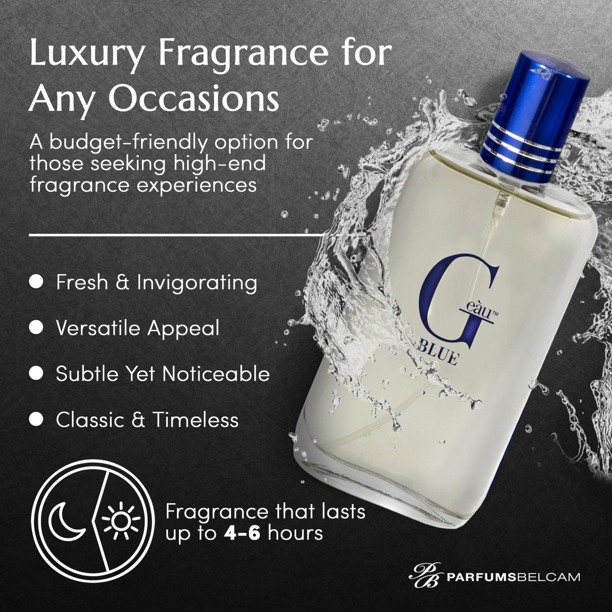 PB ParfumsBelcam G Eau Blue Eau de Toilette Spray – Men’s Cologne, Long-Lasting Summer Fragrance 3.4 Fl Oz - görsel 5