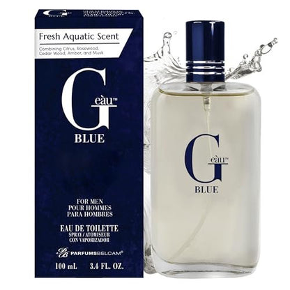 PB ParfumsBelcam G Eau Blue Eau de Toilette Spray – Men’s Cologne, Long-Lasting Summer Fragrance 3.4 Fl Oz