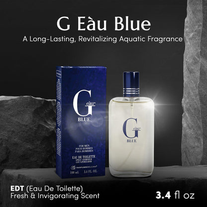 PB ParfumsBelcam G Eau Blue Eau de Toilette Spray – Men’s Cologne, Long-Lasting Summer Fragrance 3.4 Fl Oz