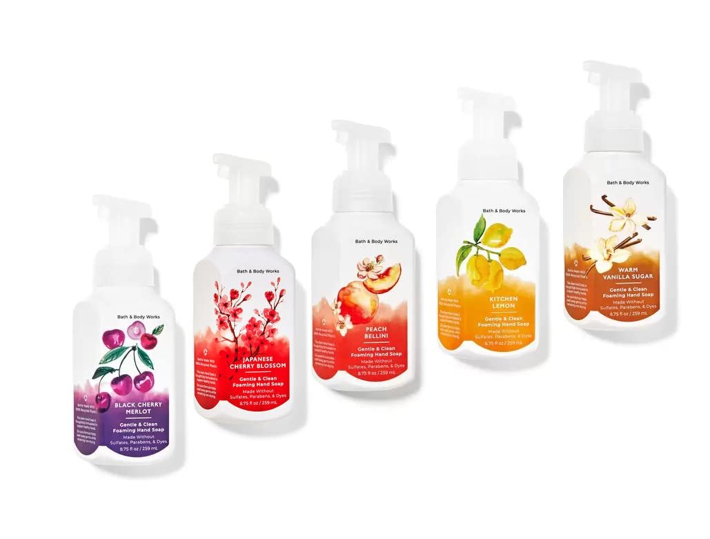 Bath and Body Works Foaming Hand Soaps - Set of 5 Gentle Foaming Soaps (Fresh & Fruity) Avelisse