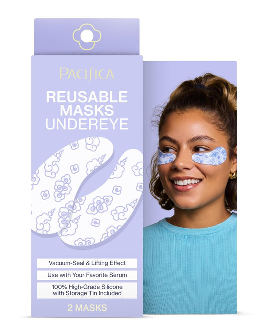 Pacifica Reusable Silicone Under Eye Mask – Cooling Gel Mask for Fine Lines, Dark Circles & Puffiness – Vegan & Cruelty-Free – 2 Pieces with Storage Tin