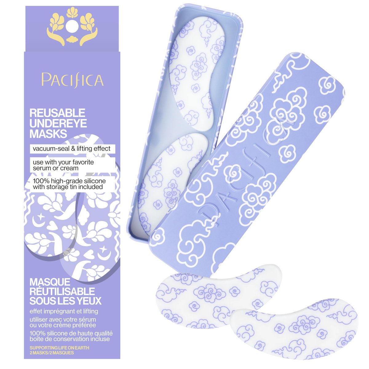 Pacifica Reusable Silicone Under Eye Mask – Cooling Gel Mask for Fine Lines, Dark Circles & Puffiness – Vegan & Cruelty-Free – 2 Pieces with Storage Tin - görsel 5
