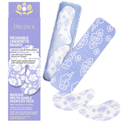 Pacifica Reusable Silicone Under Eye Mask – Cooling Gel Mask for Fine Lines, Dark Circles & Puffiness – Vegan & Cruelty-Free – 2 Pieces with Storage Tin