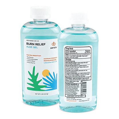 Sensiv Aloe Vera Gel for Sunburn Relief with Lidocaine Maximum Strength 4% – Solar Recovery Cooling & Soothing After Sun, 4 Fl Oz Avelisse