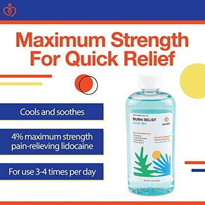 Sensiv Aloe Vera Gel for Sunburn Relief with Lidocaine Maximum Strength 4% – Solar Recovery Cooling & Soothing After Sun, 4 Fl Oz Avelisse