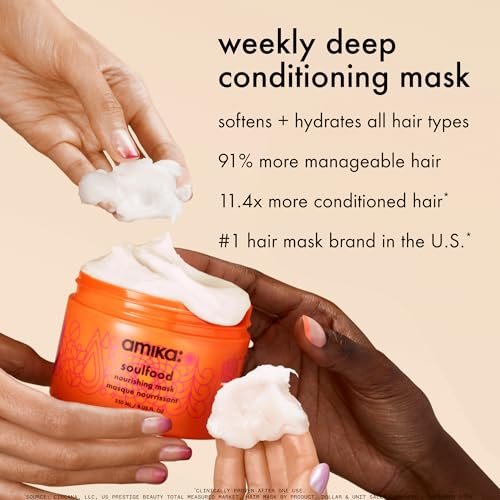 Amika Soulfood Nourishing Mask - 3.3 Fl Oz | Hydrating Hair Mask for Dry, Damaged, and Curly Hair Avelisse