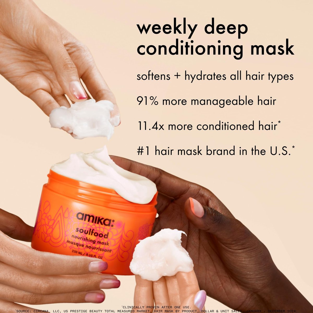 Amika Soulfood Nourishing Mask - 3.3 Fl Oz | Hydrating Hair Mask for Dry, Damaged, and Curly Hair Avelisse