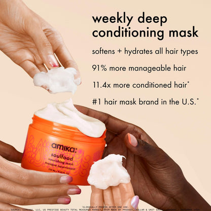 Amika Soulfood Nourishing Mask - 3.3 Fl Oz | Hydrating Hair Mask for Dry, Damaged, and Curly Hair Avelisse