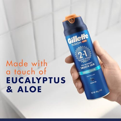 Gillette PRO Shaving Gel for Men – Cools to Soothe Skin & Hydrates Facial Hair, ProGlide Sensitive 2-in-1 Shave Gel, 7 oz