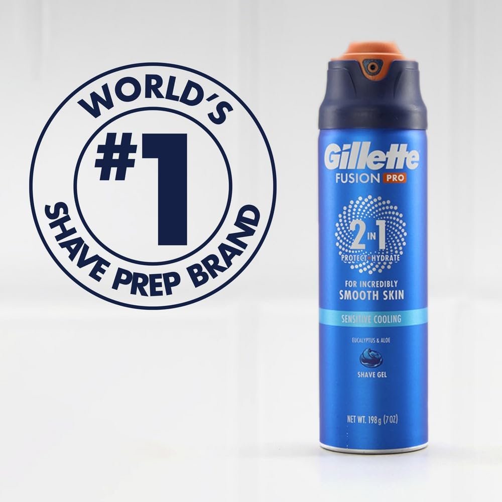 Gillette PRO Shaving Gel for Men – Cools to Soothe Skin & Hydrates Facial Hair, ProGlide Sensitive 2-in-1 Shave Gel, 7 oz - görsel 13