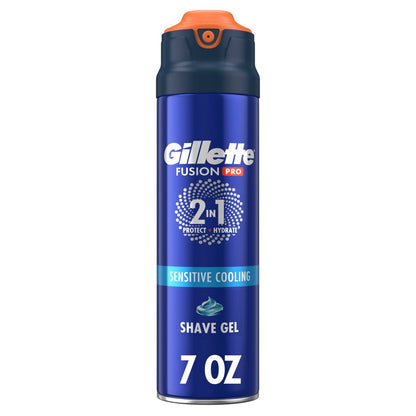 Gillette PRO Shaving Gel for Men – Cools to Soothe Skin & Hydrates Facial Hair, ProGlide Sensitive 2-in-1 Shave Gel, 7 oz