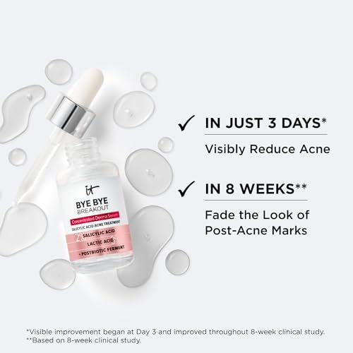 IT Cosmetics Bye Bye Breakout Acne Treatment Face Serum - 2% Salicylic Acid & 3% Lactic Acid - Reduces Pimples in 3 Days & Fades Post-Acne Marks in 8 Weeks - 1 Fl. Oz Avelisse