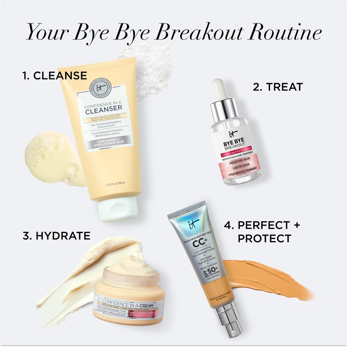 IT Cosmetics Bye Bye Breakout Acne Treatment Face Serum - 2% Salicylic Acid & 3% Lactic Acid - Reduces Pimples in 3 Days & Fades Post-Acne Marks in 8 Weeks - 1 Fl. Oz Avelisse