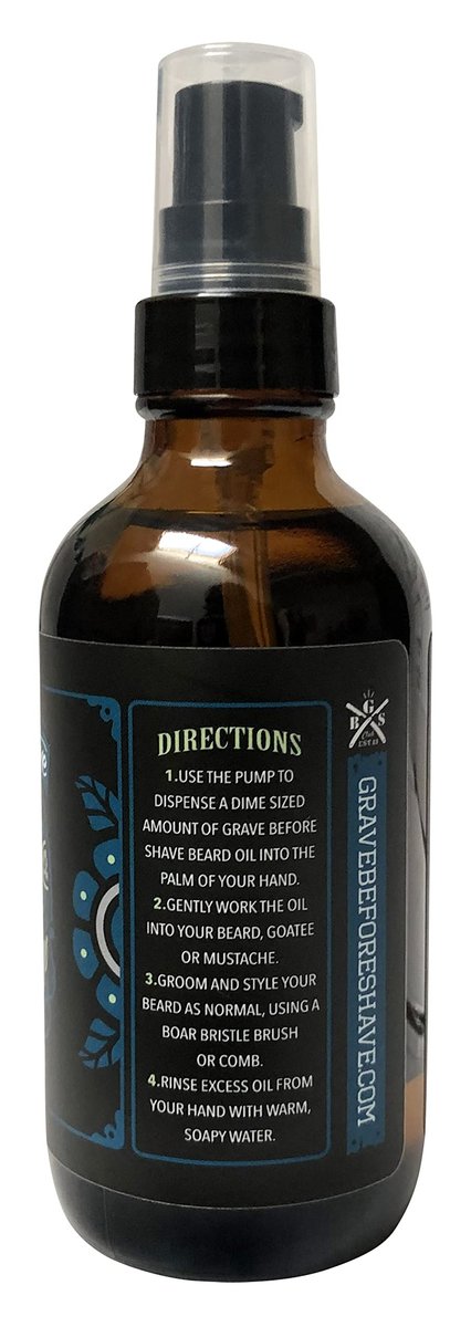 Grave Before Shave Leather/Cedar-Wood Scent Beard Oil – 4 oz Big Bottle Avelisse