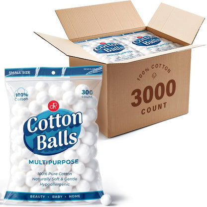 DecorRack 3000 Mini Cotton Balls Bulk Pack for Makeup Removal, Nail Polish, Applying Lotion or Powder - 100% Natural Cotton, Soft and Absorbent (3000 Count) Avelisse