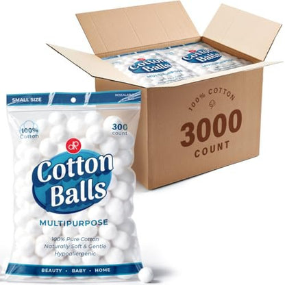 DecorRack 3000 Mini Cotton Balls Bulk Pack for Makeup Removal, Nail Polish, Applying Lotion or Powder - 100% Natural Cotton, Soft and Absorbent (3000 Count) Avelisse