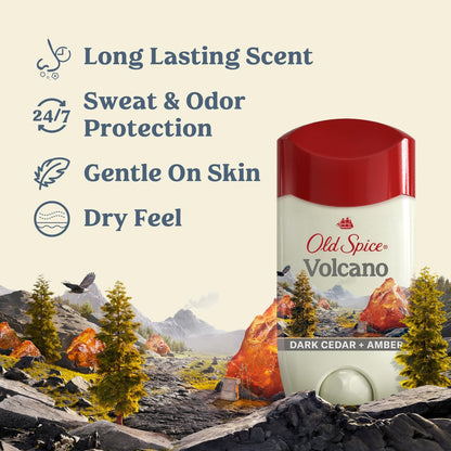 Old Spice Men's Antiperspirant & Deodorant Volcano with Charcoal, 2.6 oz (Pack of 3) + Travel-Size Swagger Body Wash Avelisse