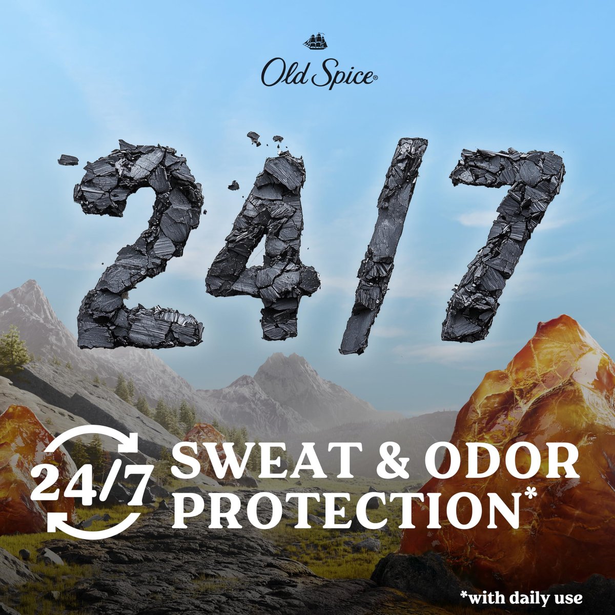 Old Spice Men's Antiperspirant & Deodorant Volcano with Charcoal, 2.6 oz (Pack of 3) + Travel-Size Swagger Body Wash Avelisse