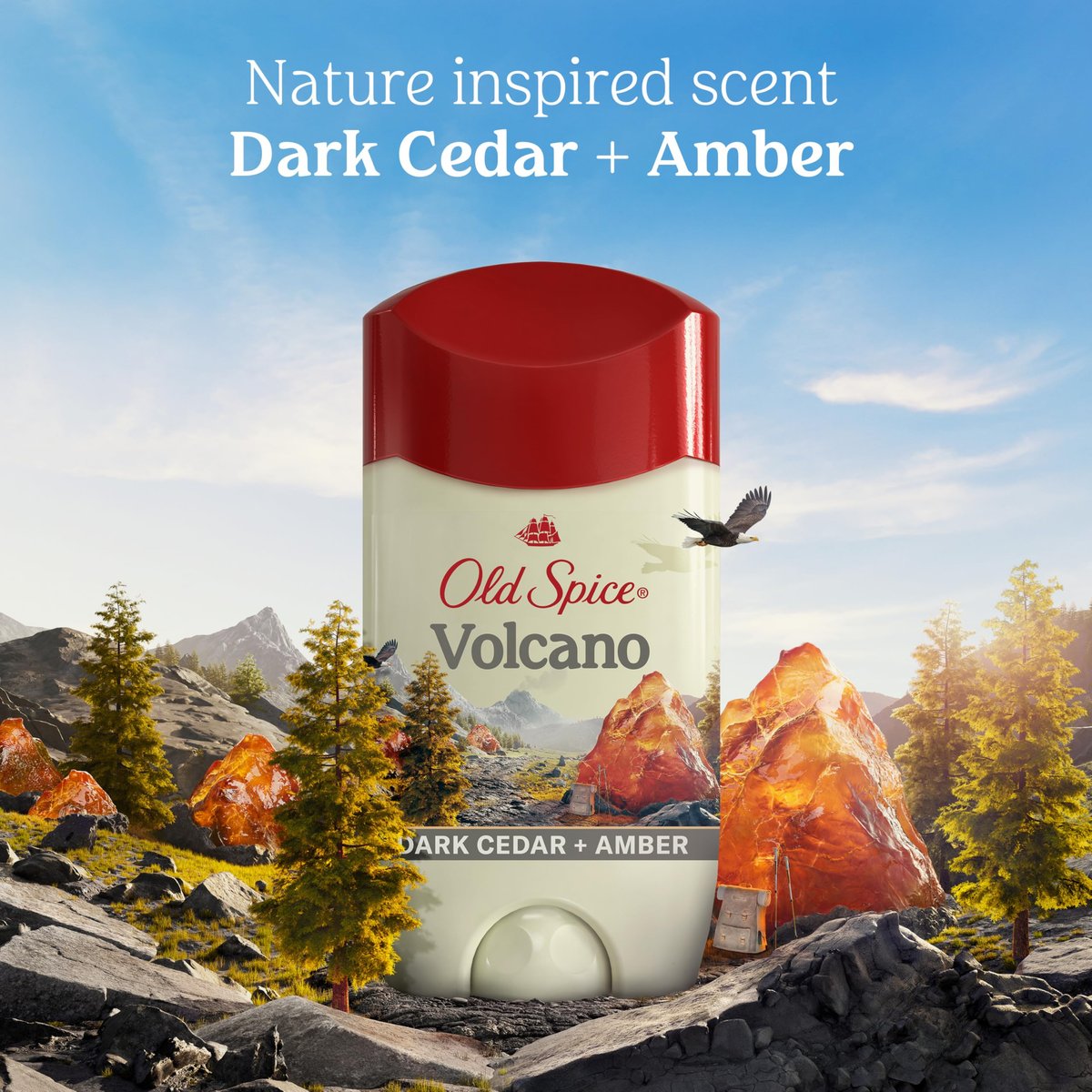 Old Spice Men's Antiperspirant & Deodorant Volcano with Charcoal, 2.6 oz (Pack of 3) + Travel-Size Swagger Body Wash Avelisse